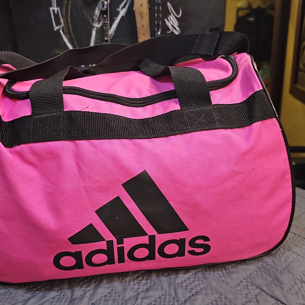 Pink And Black Adidas Gym Douffle Bag Like New Very Cute And Colorful